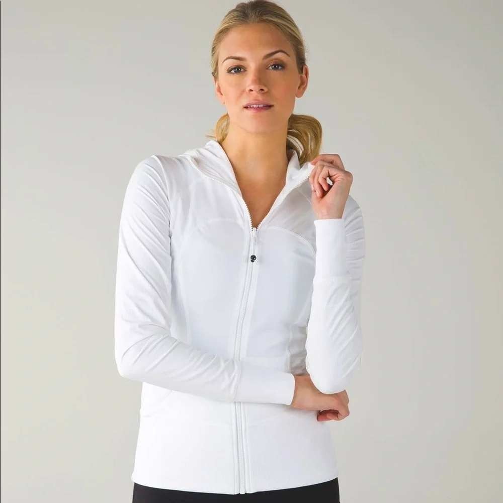 Lululemon In Flux Jacket White Luon Reversible Fitted Hooded Womens 12 Active